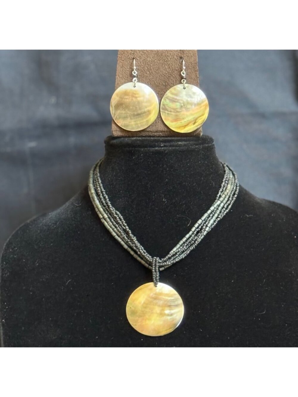 Vintage Jewelry Set Includes Black Bead Statement Necklace